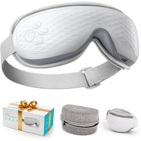 ALLJOY Eye Massager with Heat, Migraines Relief, Gifts for Women/Men, Eye Massage Mask with Bluetooth, Heat, Compression for Eye Strain Relief, Reduce Stye Eye, Improve Sleep