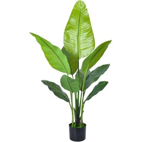 Artificial Bird of Paradise Plant, Green Leaves,Adjustment-Free Branches Artificial Tree for Indoor Outdoor Home Decor (4FT-1Pack)