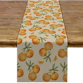 Pudodo Orange Citrus Table Runner Little Cutie Themed Birthday Baby Shower Spring Summer Party Kitchen Dining Home Decoration (13" x 72")
