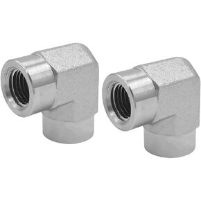 (2-PACK) 5504-04-04 Hydraulic Adapter Fitting 1/4"-18NPTF Female×1/4"-18NPTF Female 90°Pipe Joints Elbow Carbon Steel