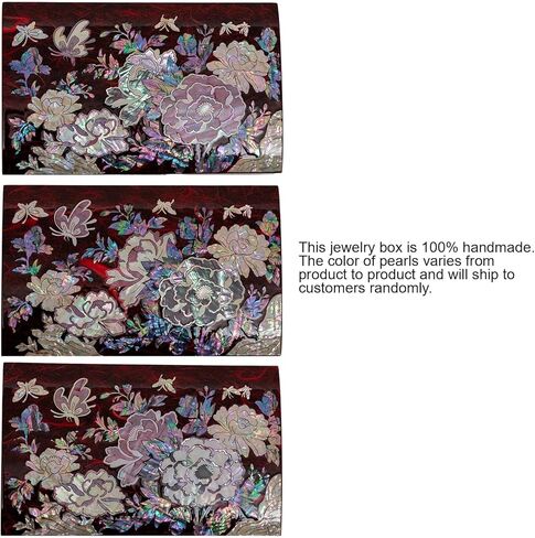 February Mountain Mother of Pearl Jewelry Organizer Box Gift for her Jewelry Boxes for Women 2 Layers Jewelry Storage Case with Large Mirror Antique Vintage Room décor Trinket Keepsake Box in Kuwait