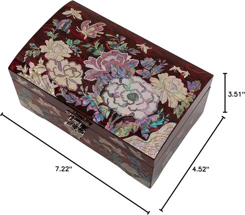 February Mountain Mother of Pearl Jewelry Organizer Box Gift for her Jewelry Boxes for Women 2 Layers Jewelry Storage Case with Large Mirror Antique Vintage Room décor Trinket Keepsake Box in Kuwait