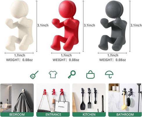 4Pcs Creative Silicone doll Multifunction Hook,Waterproof Self-adhesion Wall Hooks for Kitchen Bathroom,for Clip & Hanging Razor,Key,etc,Bathroom Accessories（Gray）Unique Gifts for best friend in Kuwait