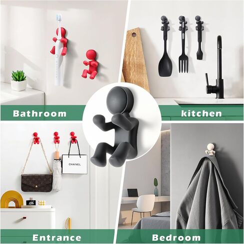 4Pcs Creative Silicone doll Multifunction Hook,Waterproof Self-adhesion Wall Hooks for Kitchen Bathroom,for Clip & Hanging Razor,Key,etc,Bathroom Accessories（Gray）Unique Gifts for best friend in Kuwait