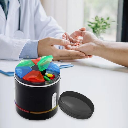 زجاجة موزع حبوب الدواء كبيرة جدًا وحقيبة حبوب محمولة مع طبقات مزدوجة 7 حجرات صندوق دواء منظم حبوب الدواء شهريًا زجاجة فيتامين (زجاجة كبيرة) in Saudi Arabia
