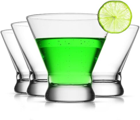 Martini Glasses Set of 4, Stemless Martini Cocktail Glasses for Margarita, Manhattan, Cosmopolitan, Home Bar, Evening Parties, Birthdays, Housewarming Gift, Crystal Clear 8.5 OZ in Saudi Arabia