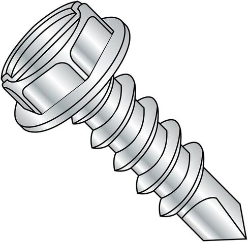 Small Parts 0616KSW Steel Self-Drilling Screw, Zinc Plated Finish, Hex Washer Head, Slotted Drive, #2 Drill Point, #6-20 Thread Size, 1" Length (Pack of 100) in Saudi Arabia