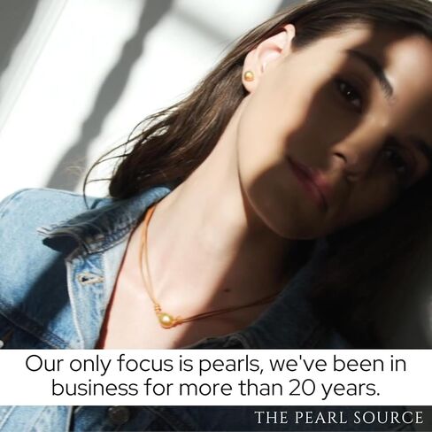 أقراط أذن من اللؤلؤ المستدير من الذهب عيار 14 قيراط بجودة AAAA من THE PEARL SOURCE للنساء in Kuwait