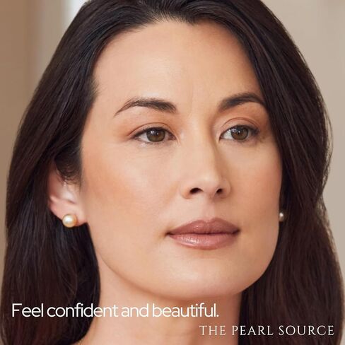 أقراط أذن من اللؤلؤ المستدير من الذهب عيار 14 قيراط بجودة AAAA من THE PEARL SOURCE للنساء in Kuwait