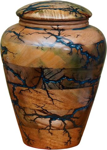 Urn for Human Ashes Large Wooden urn for Cremation Adult urn Box for Ashes Personalized Wooden urn Burial urn for Funeral Wood Box (Green 01) in Kuwait