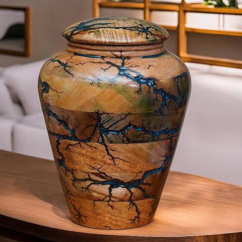 Urn for Human Ashes Large Wooden urn for Cremation Adult urn Box for Ashes Personalized Wooden urn Burial urn for Funeral Wood Box (Green 01) in Kuwait