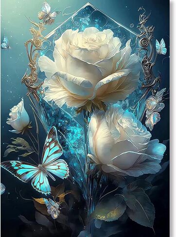 KICHANG Flower Cat Diamond Painting Diamond Art Kits for Adults,Diamond Art Diamond Painting,5D Diamond Painting Accessories Diamond Art Kits,Round Full Drill Diamond Dots-Home Decor&Gift-12x16in in Saudi Arabia