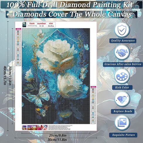 KICHANG Flower Cat Diamond Painting Diamond Art Kits for Adults,Diamond Art Diamond Painting,5D Diamond Painting Accessories Diamond Art Kits,Round Full Drill Diamond Dots-Home Decor&Gift-12x16in in Saudi Arabia