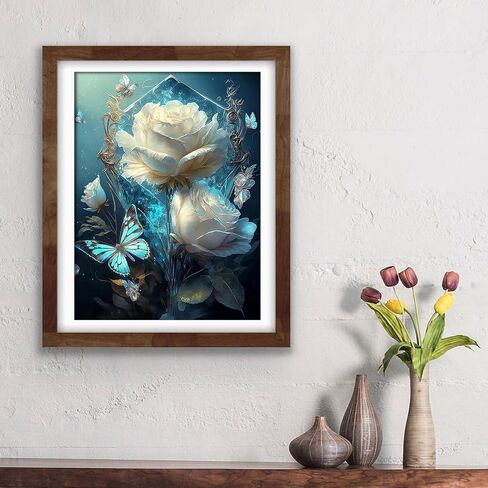 KICHANG Flower Cat Diamond Painting Diamond Art Kits for Adults,Diamond Art Diamond Painting,5D Diamond Painting Accessories Diamond Art Kits,Round Full Drill Diamond Dots-Home Decor&Gift-12x16in in Saudi Arabia