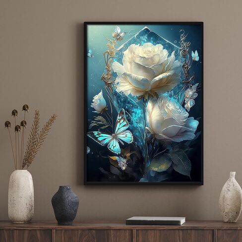 KICHANG Flower Cat Diamond Painting Diamond Art Kits for Adults,Diamond Art Diamond Painting,5D Diamond Painting Accessories Diamond Art Kits,Round Full Drill Diamond Dots-Home Decor&Gift-12x16in in Saudi Arabia