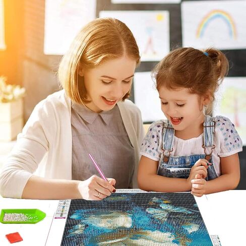 KICHANG Flower Cat Diamond Painting Diamond Art Kits for Adults,Diamond Art Diamond Painting,5D Diamond Painting Accessories Diamond Art Kits,Round Full Drill Diamond Dots-Home Decor&Gift-12x16in in Saudi Arabia