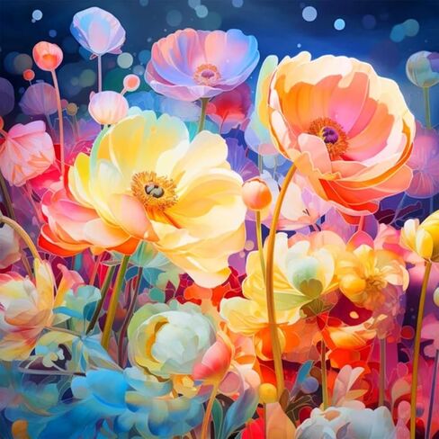 KICHANG Flower Cat Diamond Painting Diamond Art Kits for Adults,Diamond Art Diamond Painting,5D Diamond Painting Accessories Diamond Art Kits,Round Full Drill Diamond Dots-Home Decor&Gift-12x16in in Saudi Arabia