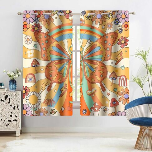 Boho Floral Vintage Patchwork Curtains Rustic Farmhouse Paisley Flower Bohemian Flower Plaid Print Blackout Window Drapes for Bedroom Living Room 42 x 84 Inch Length 2 Panels CLOKTY0031 in Saudi Arabia