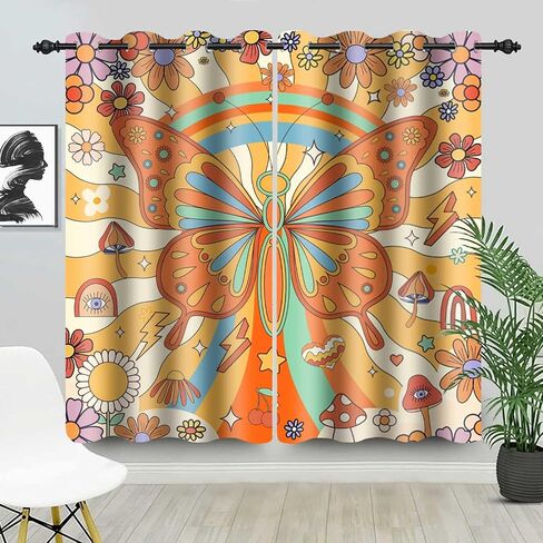 Boho Floral Vintage Patchwork Curtains Rustic Farmhouse Paisley Flower Bohemian Flower Plaid Print Blackout Window Drapes for Bedroom Living Room 42 x 84 Inch Length 2 Panels CLOKTY0031 in Saudi Arabia