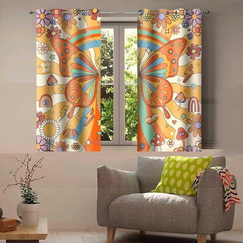 Boho Floral Vintage Patchwork Curtains Rustic Farmhouse Paisley Flower Bohemian Flower Plaid Print Blackout Window Drapes for Bedroom Living Room 42 x 84 Inch Length 2 Panels CLOKTY0031 in Saudi Arabia