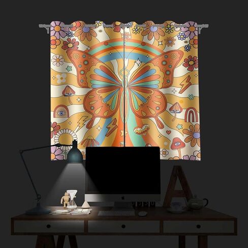 Boho Floral Vintage Patchwork Curtains Rustic Farmhouse Paisley Flower Bohemian Flower Plaid Print Blackout Window Drapes for Bedroom Living Room 42 x 84 Inch Length 2 Panels CLOKTY0031 in Saudi Arabia