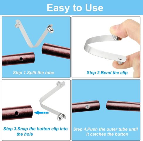 PATIKIL 8.5x6mm Kayak Paddle Snaps, 6 Pack Tent Pole Clips Steel V Shaped Double Pins Push Button Spring Clips Lock Tube Pole Clips for Camping Awning in Saudi Arabia
