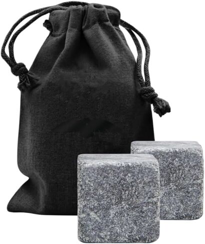 BLKSMITH XXL Liquor Cubes 2 Pcs with Pouch - Extra Large Drink Rocks Beverage Chillers Stones, Ice Whisky Stones, Rock Ice Cubes for Drinks - Last Longer in Saudi Arabia