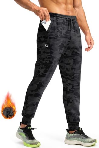 G Gradual Men's Fleece Joggers with Zipper Pockets Winter Warm Pants Water Resistant Athletic Workout Gym Sweatpants for Men in Saudi Arabia