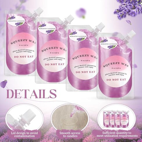 4 Pcs Blueberry 8 oz Squeezable Wax Melt Candle Scented Squeeze Wax Melts Highly Fragrant Handmade Wax Melt Pouch Candles for Office Wax Warmers DIY Home Uses in Kuwait