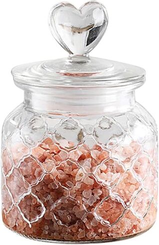 ECYC 650 ml Clear Glass Jar with Lovely Heart-Shaped Handle, Food Storage Glass Jar Sealing Jar Glass Containers for Coffee Beans Nuts Cookies Spices Candy Sugar Tea,03 in Saudi Arabia