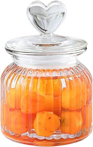 ECYC 650 ml Clear Glass Jar with Lovely Heart-Shaped Handle, Food Storage Glass Jar Sealing Jar Glass Containers for Coffee Beans Nuts Cookies Spices Candy Sugar Tea,03 in Saudi Arabia