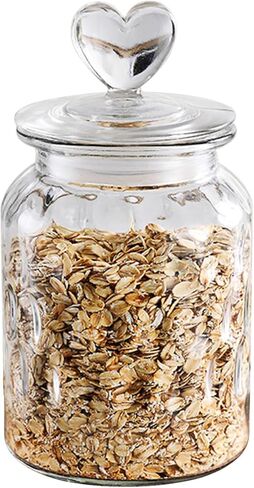 ECYC 650 ml Clear Glass Jar with Lovely Heart-Shaped Handle, Food Storage Glass Jar Sealing Jar Glass Containers for Coffee Beans Nuts Cookies Spices Candy Sugar Tea,03 in Saudi Arabia