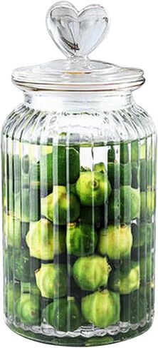 ECYC 650 ml Clear Glass Jar with Lovely Heart-Shaped Handle, Food Storage Glass Jar Sealing Jar Glass Containers for Coffee Beans Nuts Cookies Spices Candy Sugar Tea,03 in Saudi Arabia