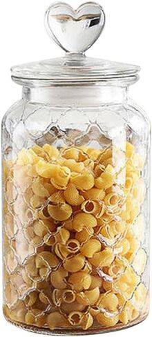ECYC 650 ml Clear Glass Jar with Lovely Heart-Shaped Handle, Food Storage Glass Jar Sealing Jar Glass Containers for Coffee Beans Nuts Cookies Spices Candy Sugar Tea,03 in Saudi Arabia