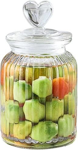 ECYC 650 ml Clear Glass Jar with Lovely Heart-Shaped Handle, Food Storage Glass Jar Sealing Jar Glass Containers for Coffee Beans Nuts Cookies Spices Candy Sugar Tea,03 in Saudi Arabia