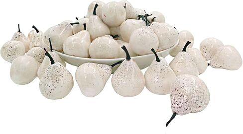 30 قطعة من الكمثرى البيضاء الصغيرة الواقعية، محاكاة الكمثرى النابضة بالحياة، نموذج كمثرى فواكه صناعية وهمية لدعائم التقاط الصور ديكور المنزل والمطبخ والحفلات in Kuwait