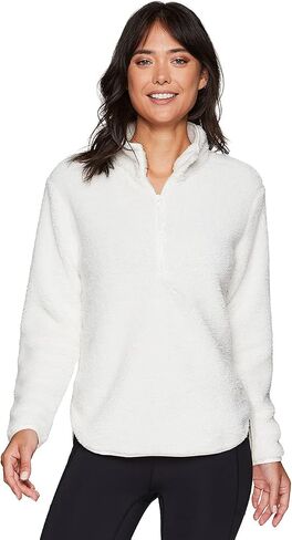 RBX Active Women's Fashion 1/4 Zip Mock Neck Faux Fur Sherpa Pullover Sweatshirt in Saudi Arabia