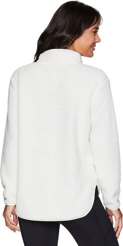 RBX Active Women's Fashion 1/4 Zip Mock Neck Faux Fur Sherpa Pullover Sweatshirt in Saudi Arabia
