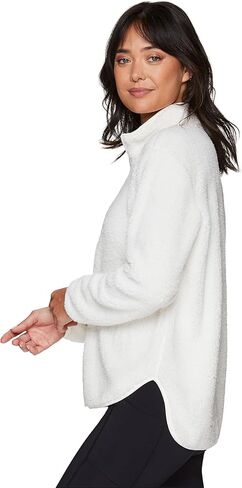 RBX Active Women's Fashion 1/4 Zip Mock Neck Faux Fur Sherpa Pullover Sweatshirt in Saudi Arabia