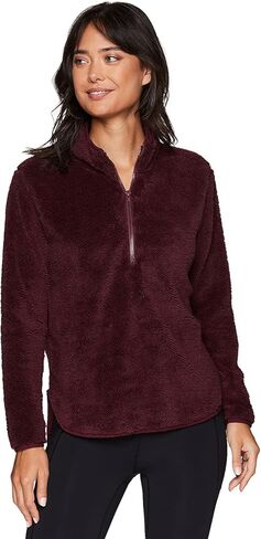 RBX Active Women's Fashion 1/4 Zip Mock Neck Faux Fur Sherpa Pullover Sweatshirt in Saudi Arabia