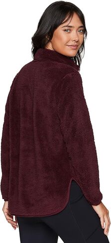 RBX Active Women's Fashion 1/4 Zip Mock Neck Faux Fur Sherpa Pullover Sweatshirt in Saudi Arabia