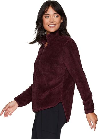 RBX Active Women's Fashion 1/4 Zip Mock Neck Faux Fur Sherpa Pullover Sweatshirt in Saudi Arabia