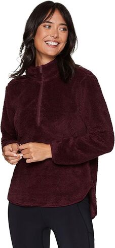 RBX Active Women's Fashion 1/4 Zip Mock Neck Faux Fur Sherpa Pullover Sweatshirt in Saudi Arabia