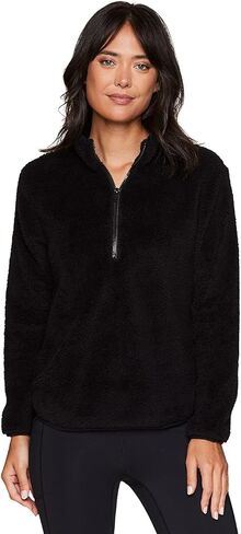 RBX Active Women's Fashion 1/4 Zip Mock Neck Faux Fur Sherpa Pullover Sweatshirt in Saudi Arabia