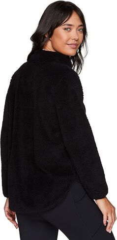 RBX Active Women's Fashion 1/4 Zip Mock Neck Faux Fur Sherpa Pullover Sweatshirt in Saudi Arabia