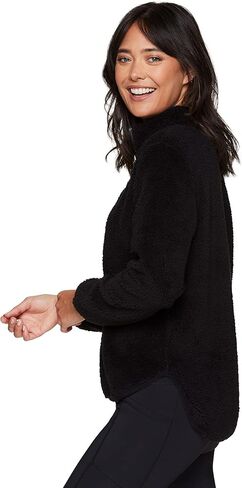 RBX Active Women's Fashion 1/4 Zip Mock Neck Faux Fur Sherpa Pullover Sweatshirt in Saudi Arabia