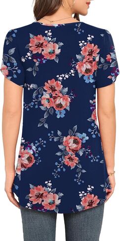 LAOLASI Womens Tunic 2024 New Shirt Short Sleeve Dressy Basic Soft Blouse Daily Comfy Loose Fashion Casual Tunic,Black,XL in Saudi Arabia