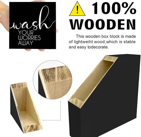 Funny Bathroom Wood Block Signs,Wash Your Worries Away Wooden Box Sign for Bathroom Shelf Toilet Restroom Home Tabletop Desk Decor,Rustic Bathroom Sign Decor V562 in Saudi Arabia
