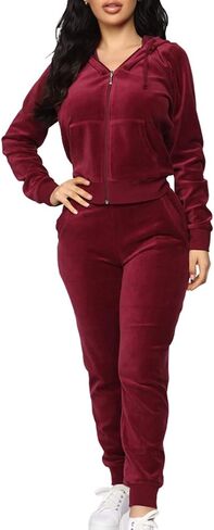 sexyshine المرأة عارضة 2 قطعة الزي زيبر هوديي و Sweatpants مجموعات رياضية رياضية رياضية ملابس النوم مجموعة in Kuwait