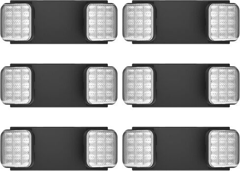 6 Packs Blacks Emergency Lights with Backup Battery,Two Head Adjustable Fire Commercial Emergency Light Fixture-UL Listed-120/277VAC-Led Emergency Exit Lights Fixtures for Business. in Kuwait